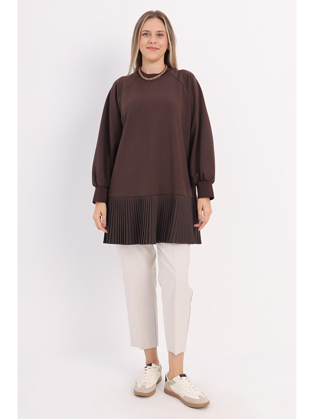 ALLDAY Kahverengi Kahve Oversize Garni Piliseli Tunik - 1