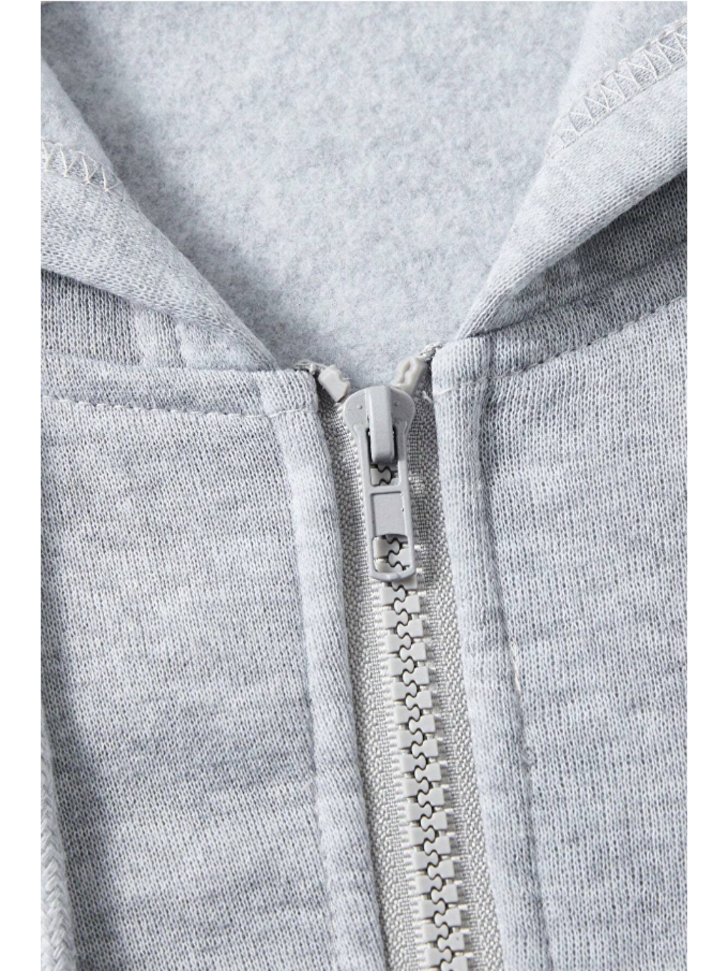 Unisex Relax Fit Rahat Kesim Pamuklu İçi Polarlı Çift Cepli Fermuarlı Gri Kapüşonlu Sweatshirt-3