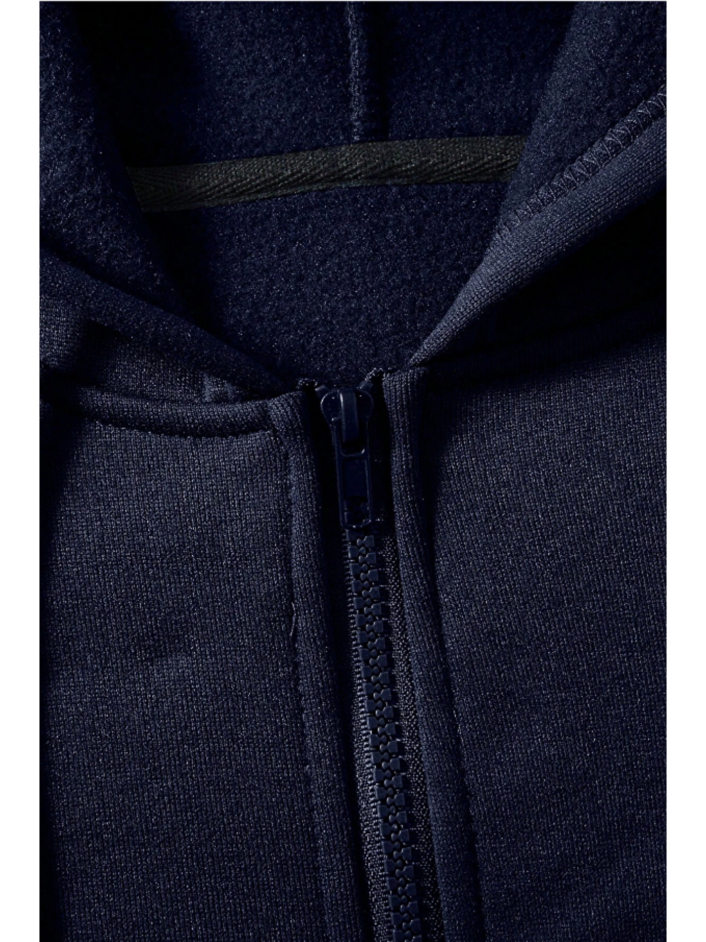 Unisex Relax Fit Rahat Kesim Pamuklu İçi Polarlı Çift Cepli Fermuarlı Lacivert Kapüşonlu Sweatshirt-4