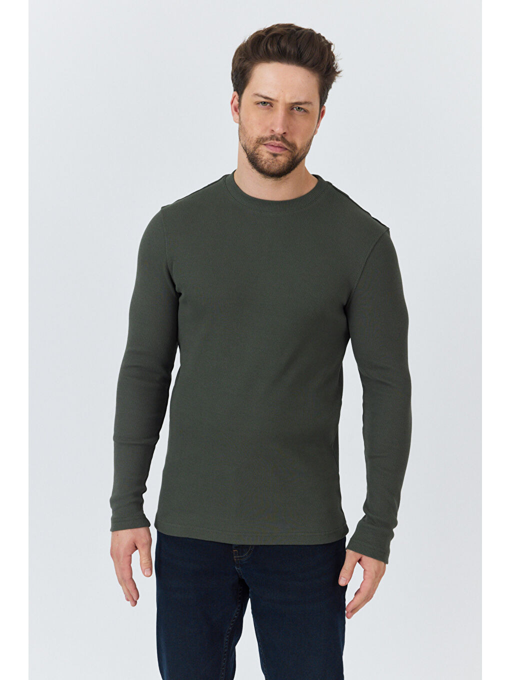 Haki Erkek Uzun Kol Sweatshirt 1258