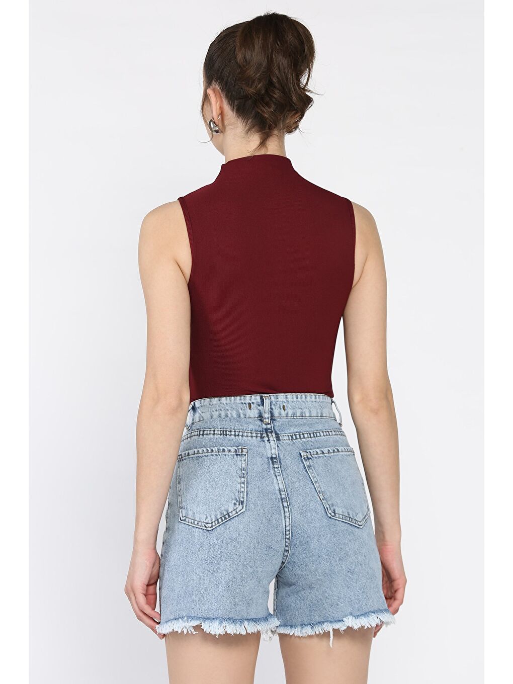 Mavi Kadın Taşlı Paça Püsküllü Jean Jean Şort-2