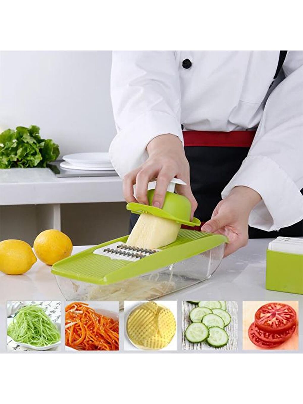 Fonksiyonel Şarjörlü 5 Aparatlı Rende - Yeşil-1