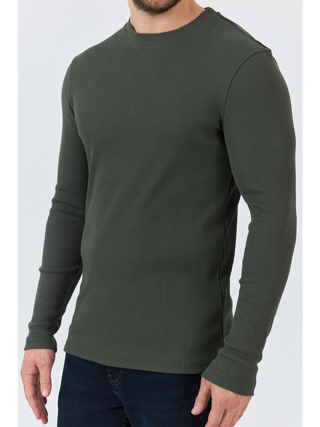 Haki Erkek Uzun Kol Sweatshirt 1258-2