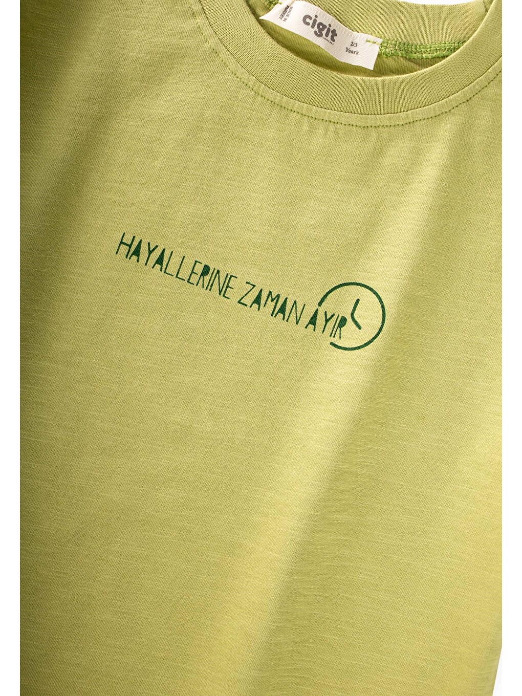 Yeşil Slogan Baskılı T-shirt 2-10 Yaş Arası Lime-2