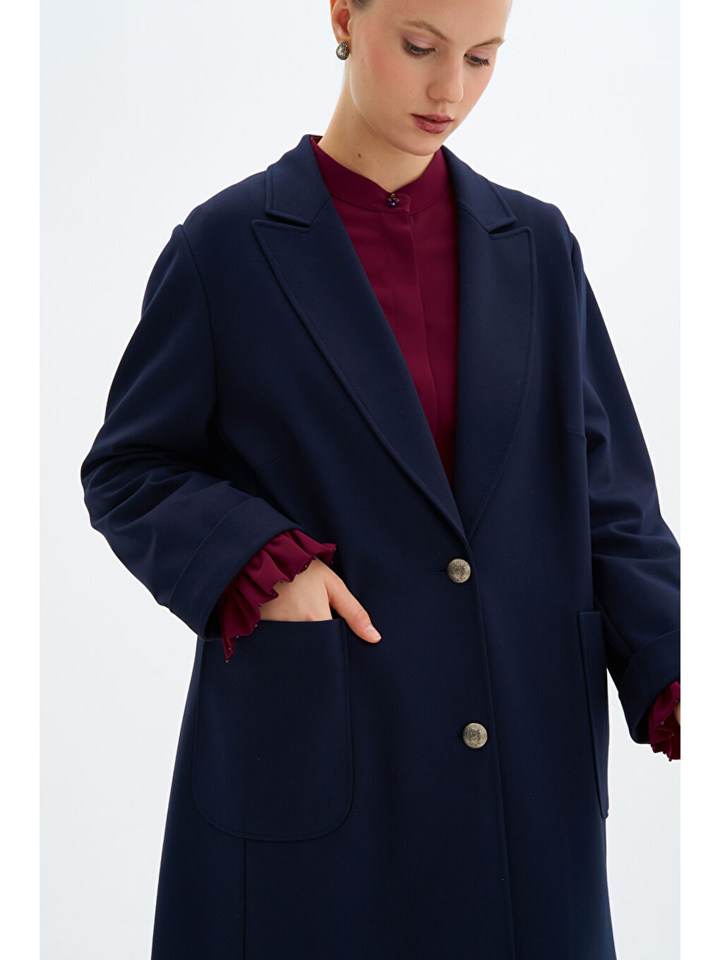 Lacivert Klasik Kesim Ceket-3