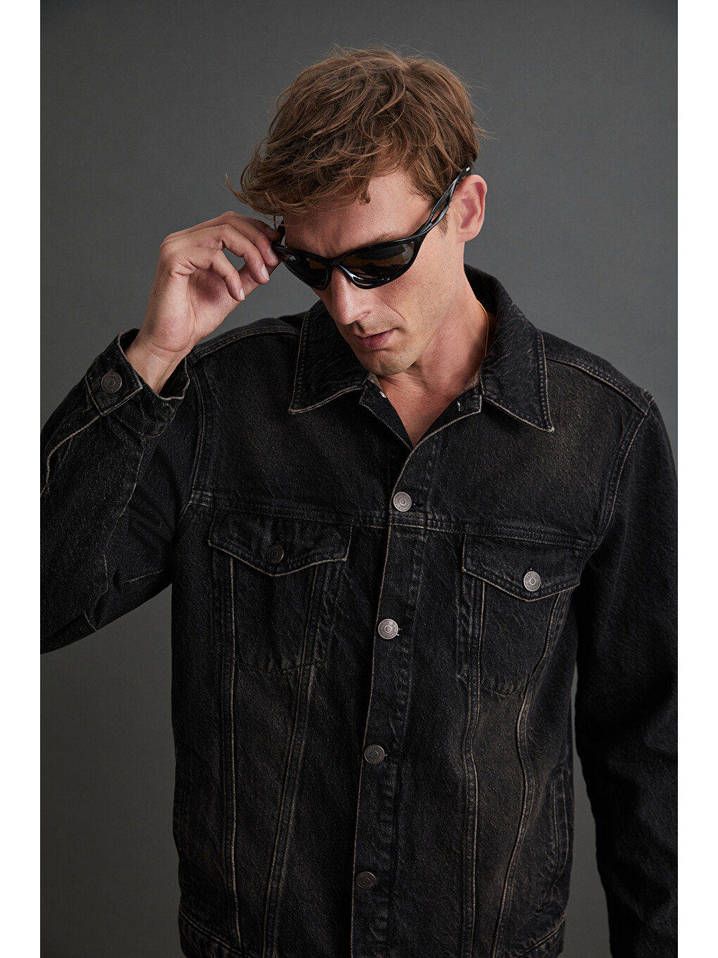 Jerıcho Erkek Rinse Denim Rahat Geniş Kesim %100 Pamuk Yüksek Kalite Kalın Dokulu Siyah Ceket-4