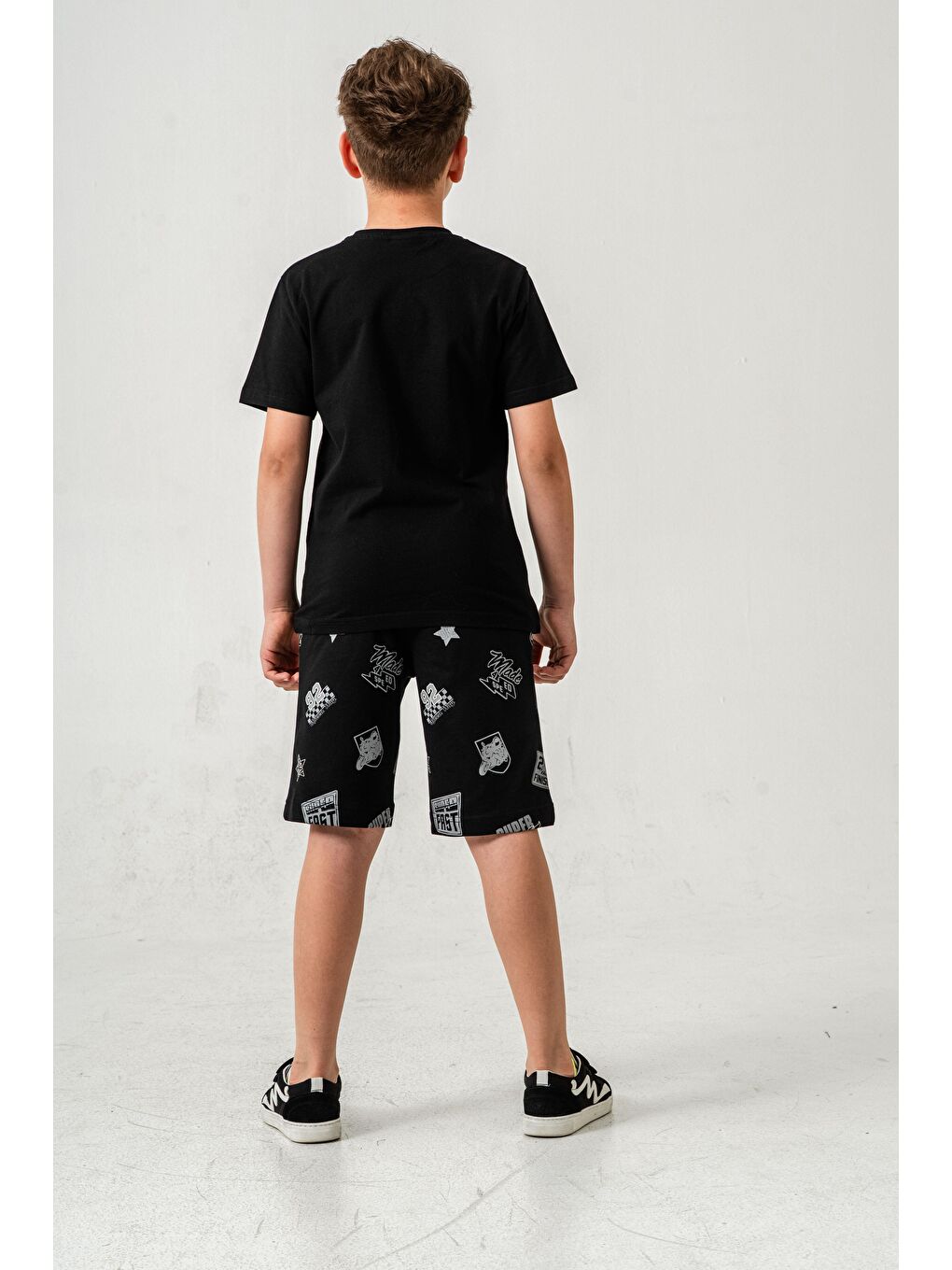Siyah Super Racer Baskılı Erkek Çocuk Şort - Tişört Takımı-6
