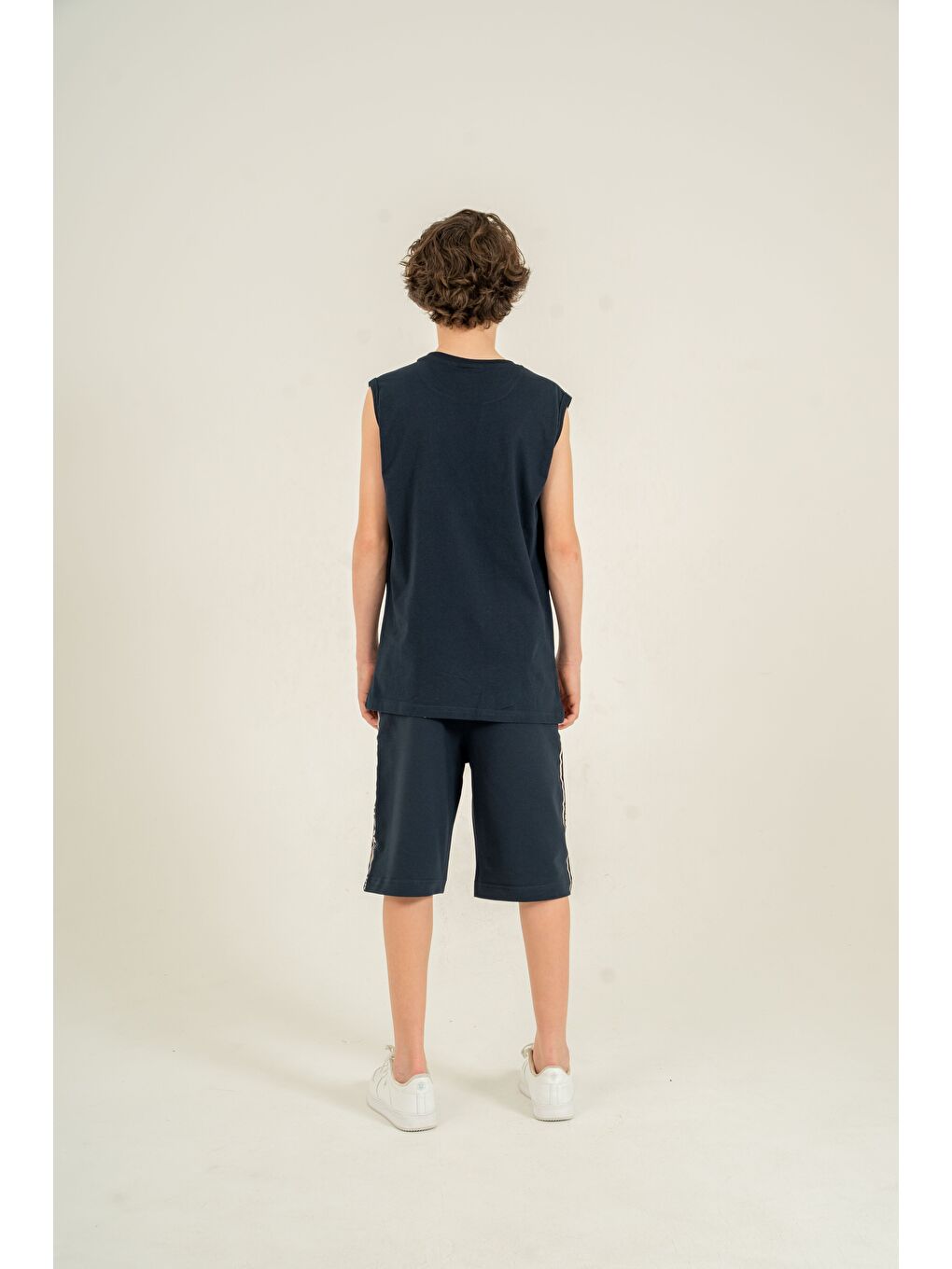 Lacivert Champion Allstar 1990 Baskılı Üst Atlet Alt Sağ Sol  Baskılı Erkek Çocuk Şort - Atlet Takımı-4