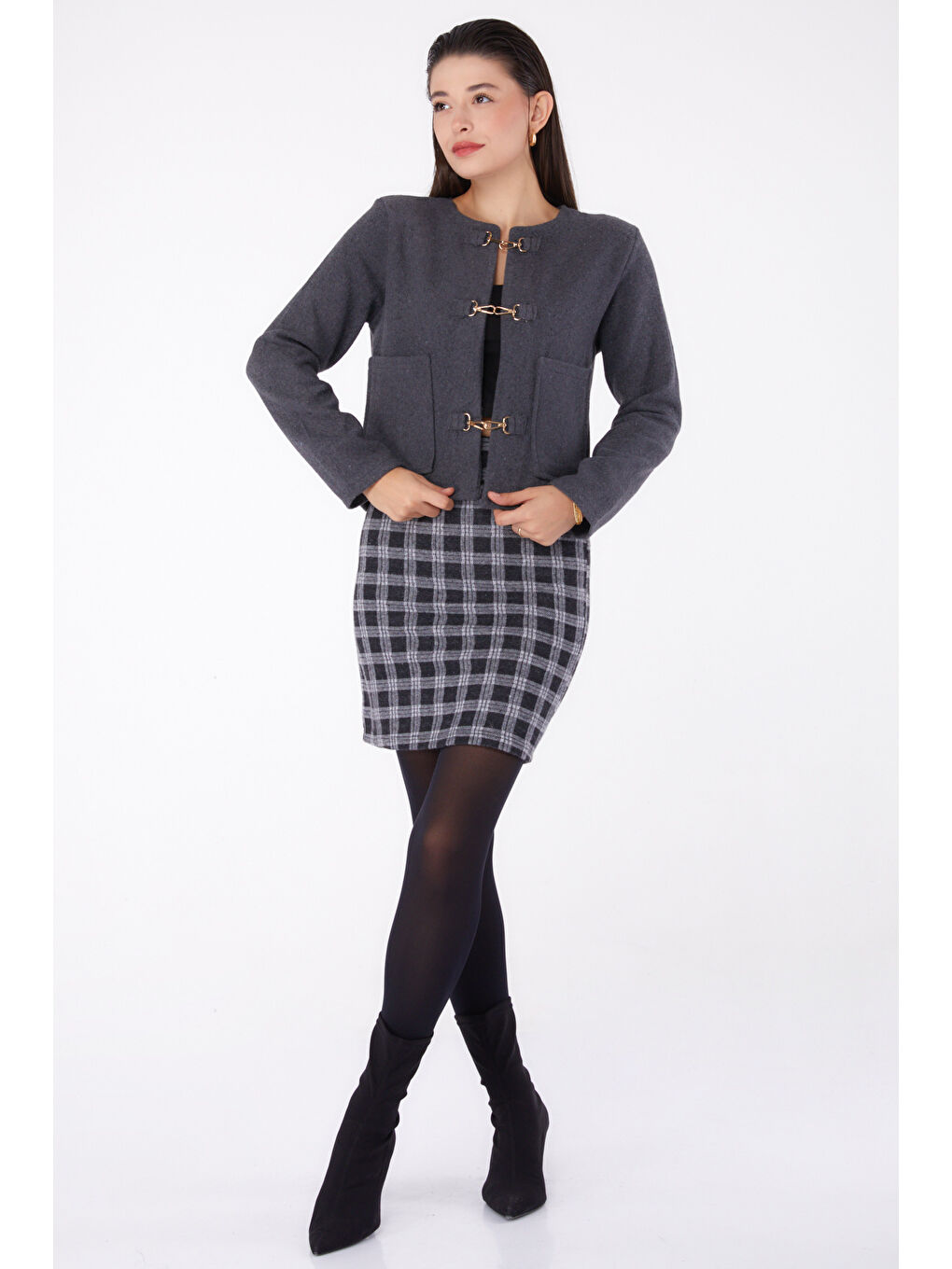 Kaşe Ceket Antrasit - 13291