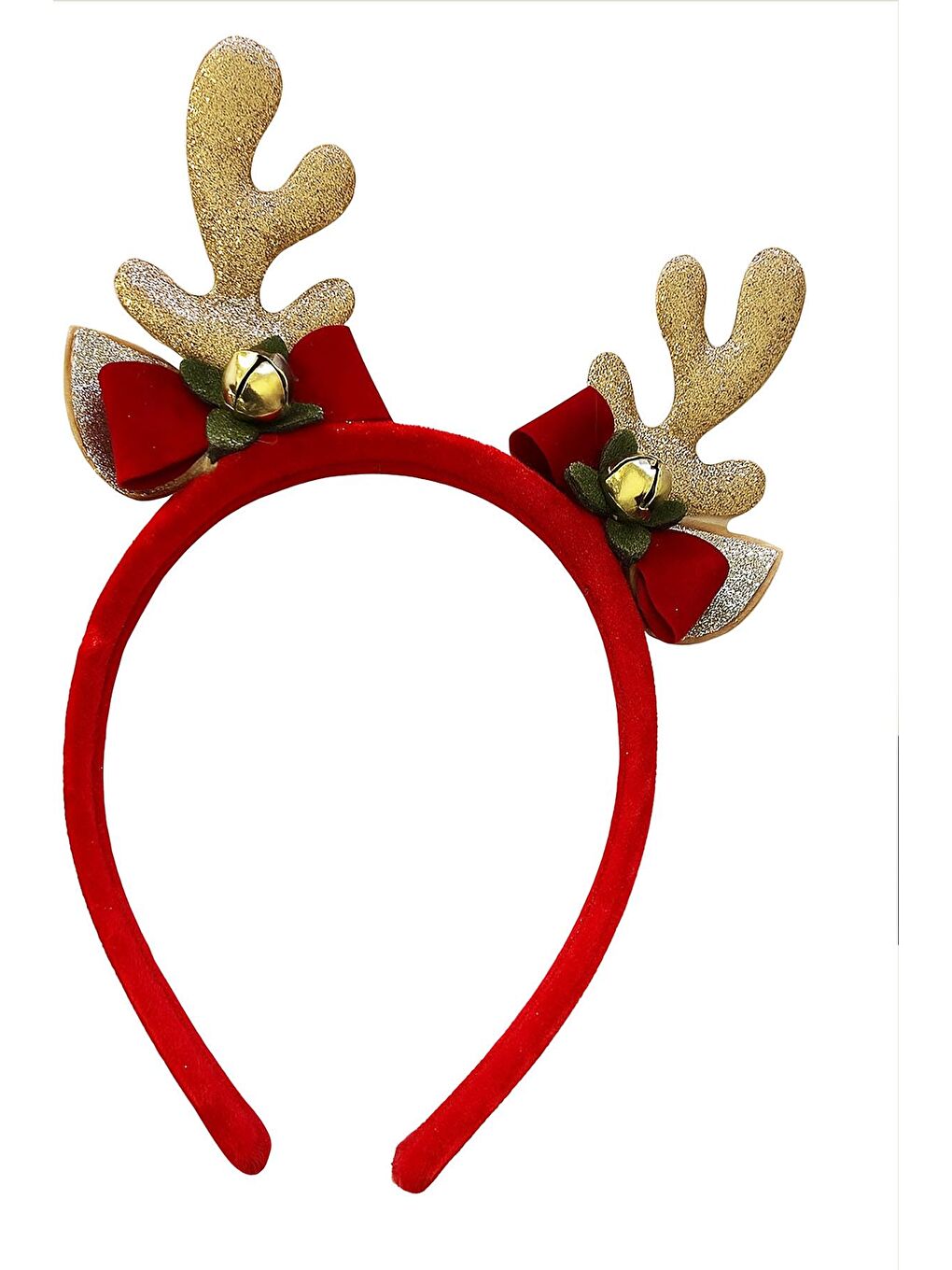 Sarı Yılbaşı Altın Geyik Boynuzu Zilli Taç