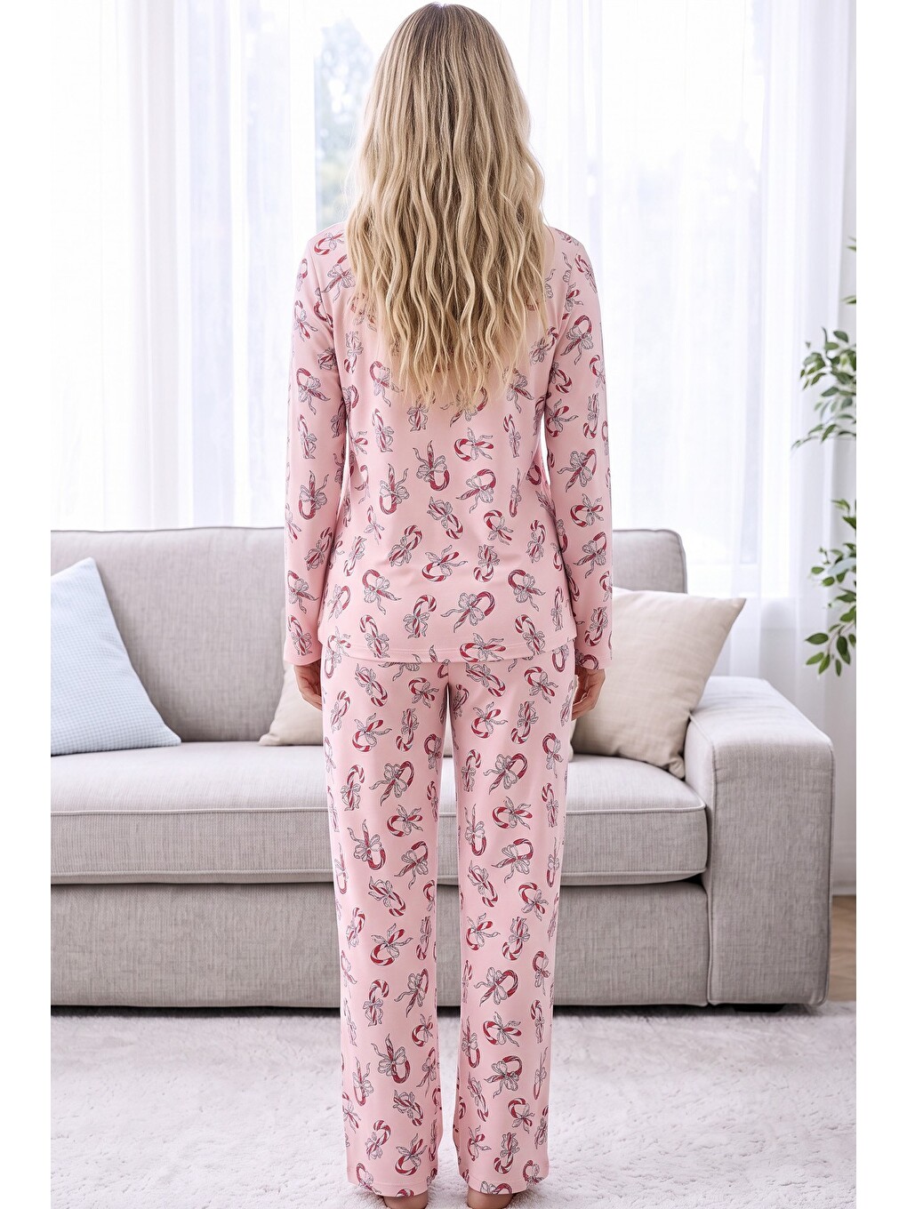 Pembe Desenli Termal Kumaşlı Ultra Soft Yumuşak Örme Pijama Takımı-2