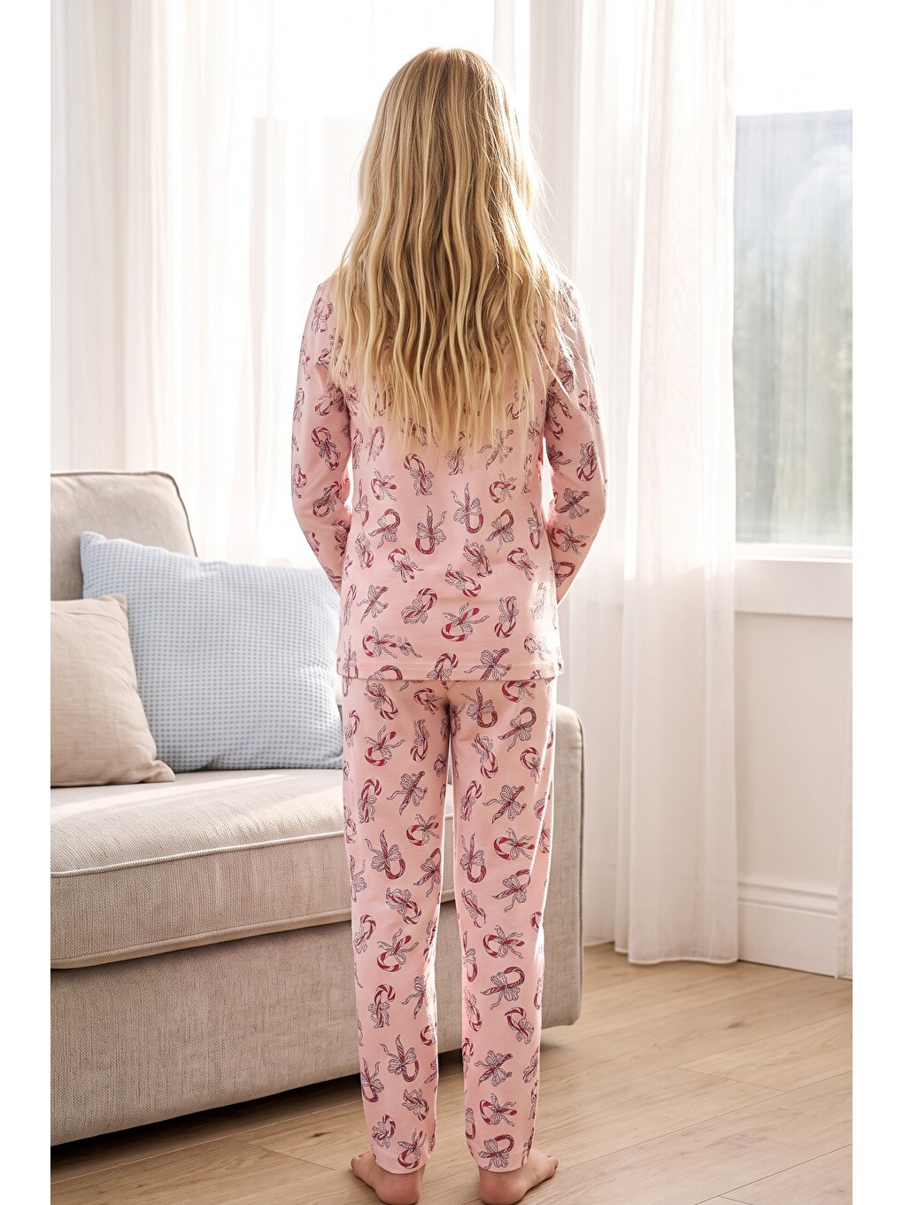Pembe Desenli Termal Kumaşlı Ultra Soft Yumuşak Örme Pijama Takımı-4