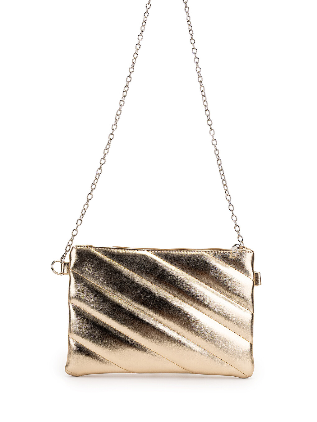 Sarı Kapitone Dikişli Clutch Kadın Çapraz Çanta Monaco Gold-1