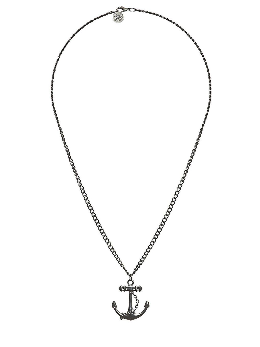 Antrasit Erkek Gemi Çapası Uçlu Zincir Kolye