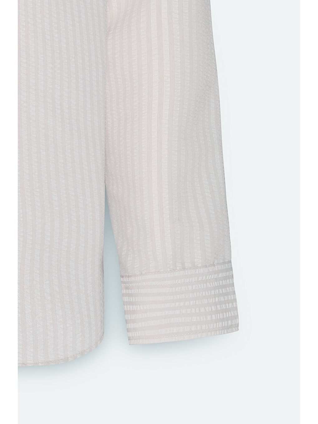 Erkek Bej Slim Fit Dar Kesim Gofre Desenli Düğmeli Yaka Hafif Kumaş Gömlek-7