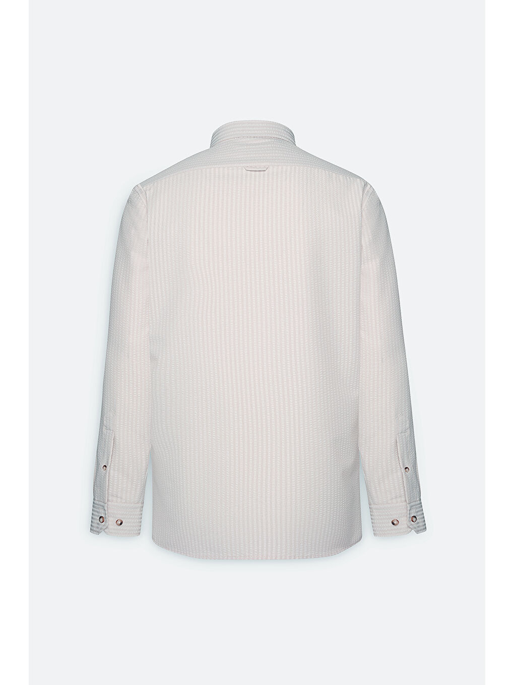 Erkek Bej Slim Fit Dar Kesim Gofre Desenli Düğmeli Yaka Hafif Kumaş Gömlek-8