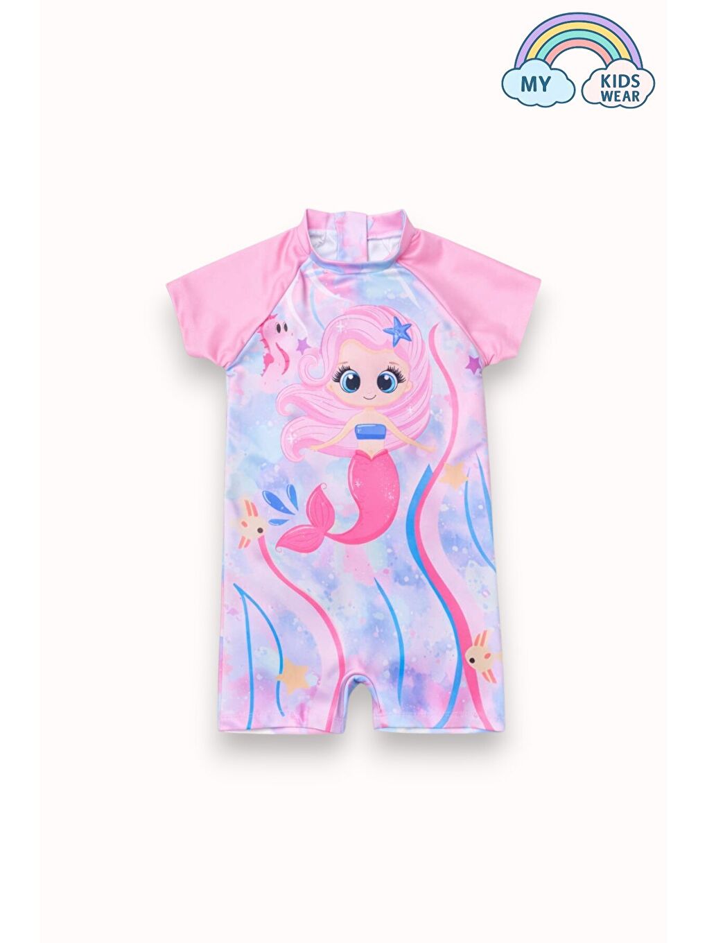 Lacivert Kız Çocuk Deniz Kombini 3’lü Set – Mayo, Havlu ve Bone 12580-2