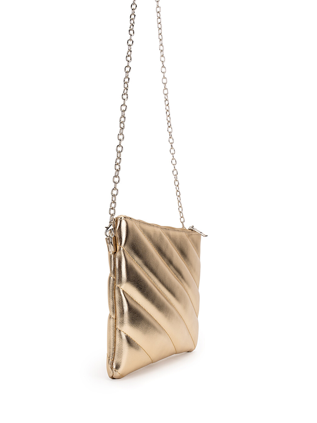 Sarı Kapitone Dikişli Clutch Kadın Çapraz Çanta Monaco Gold-2
