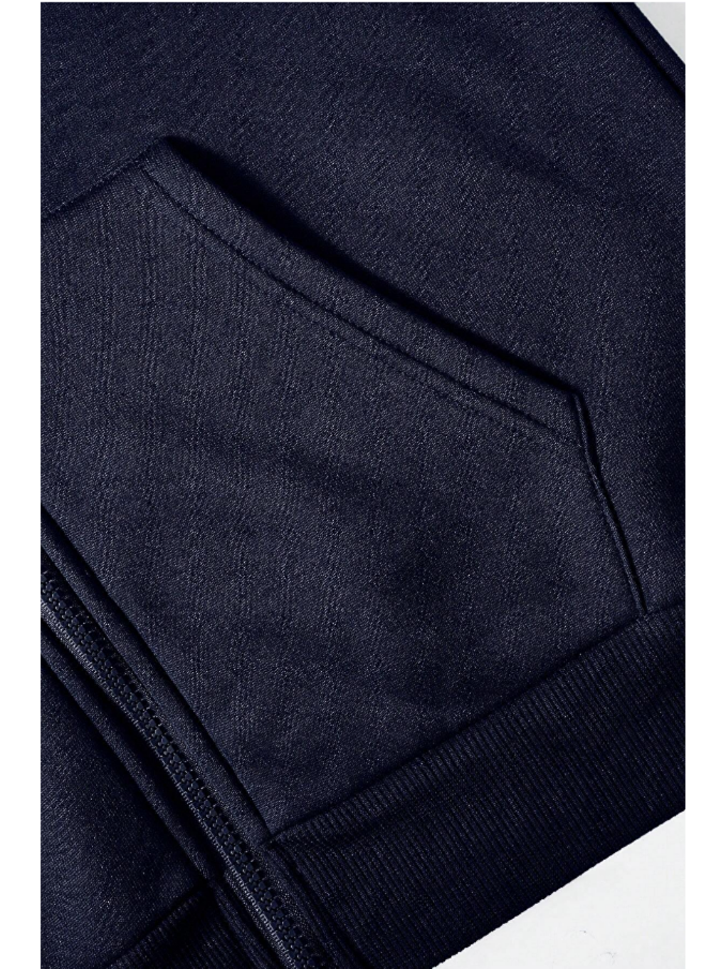 Unisex Relax Fit Rahat Kesim Pamuklu İçi Polarlı Çift Cepli Fermuarlı Lacivert Kapüşonlu Sweatshirt-6