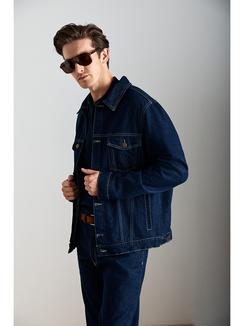 Jerıcho Erkek Rinse Denim Rahat Geniş Kesim %100 Pamuk Yüksek Kalite Kalın Dokulu Lacivert Ceket-2
