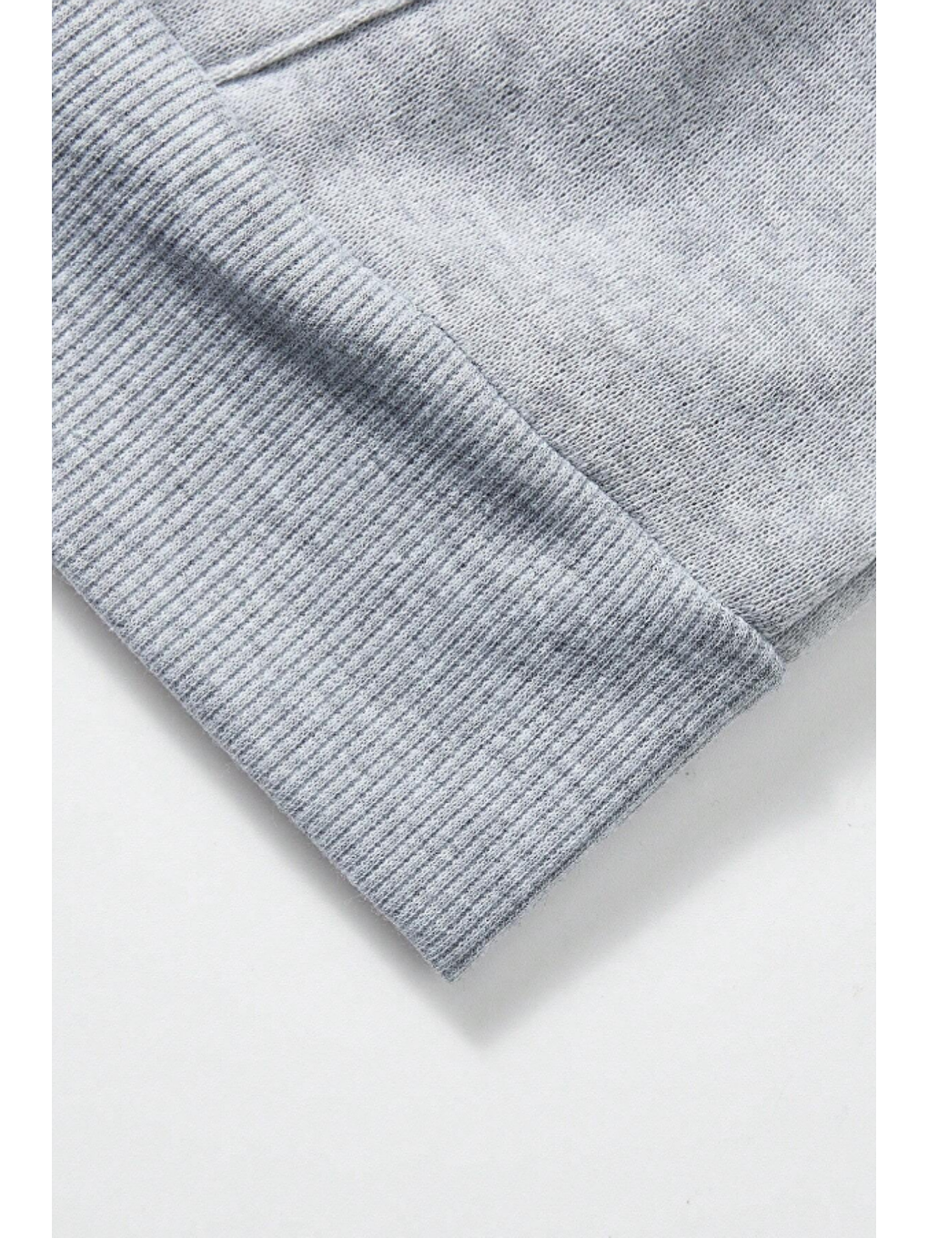 Unisex Relax Fit Rahat Kesim Pamuklu İçi Polarlı Çift Cepli Fermuarlı Gri Kapüşonlu Sweatshirt-5