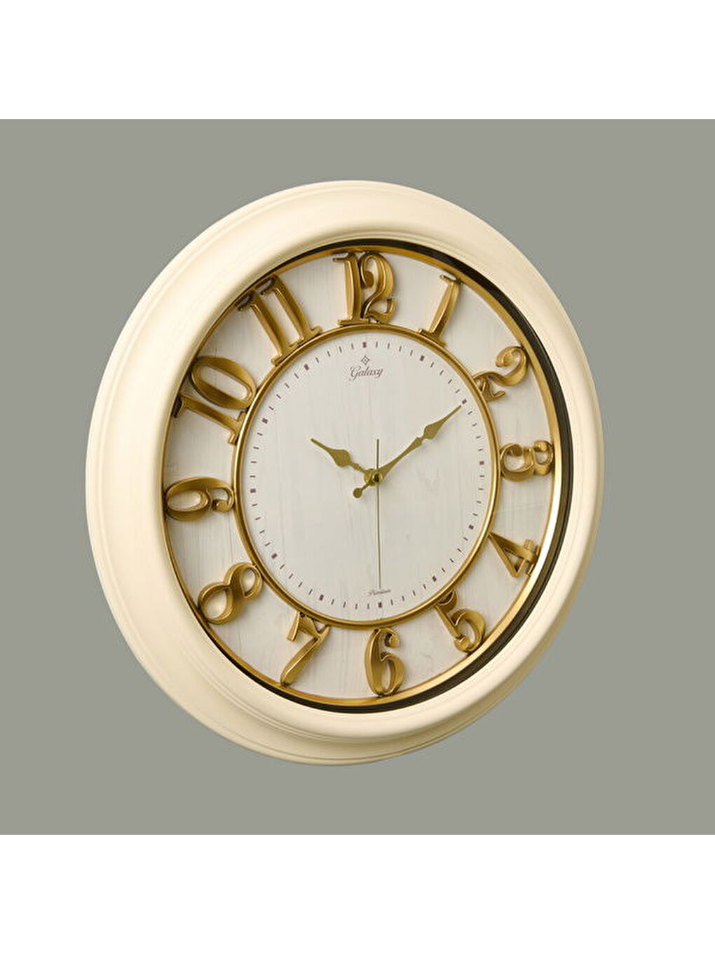 1963-CA Kabartma Rakam Duvar Saati - Bej - 46 cm-1