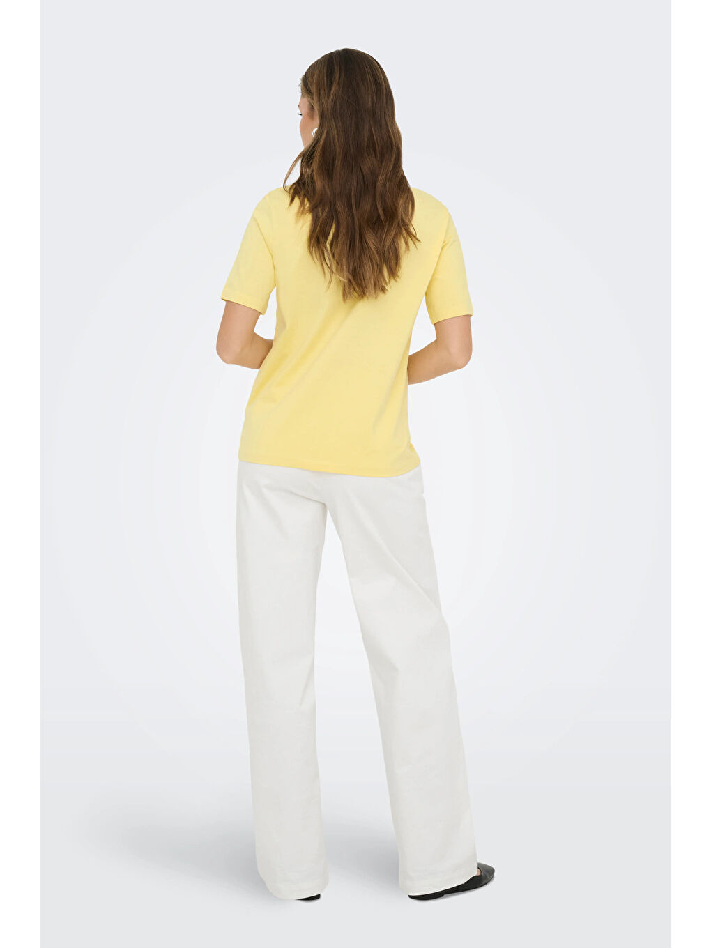 Sarı Onlfreja Pamuklu Regular Fit Yuvarlak Yaka Kadın T Shirt 15367970-2
