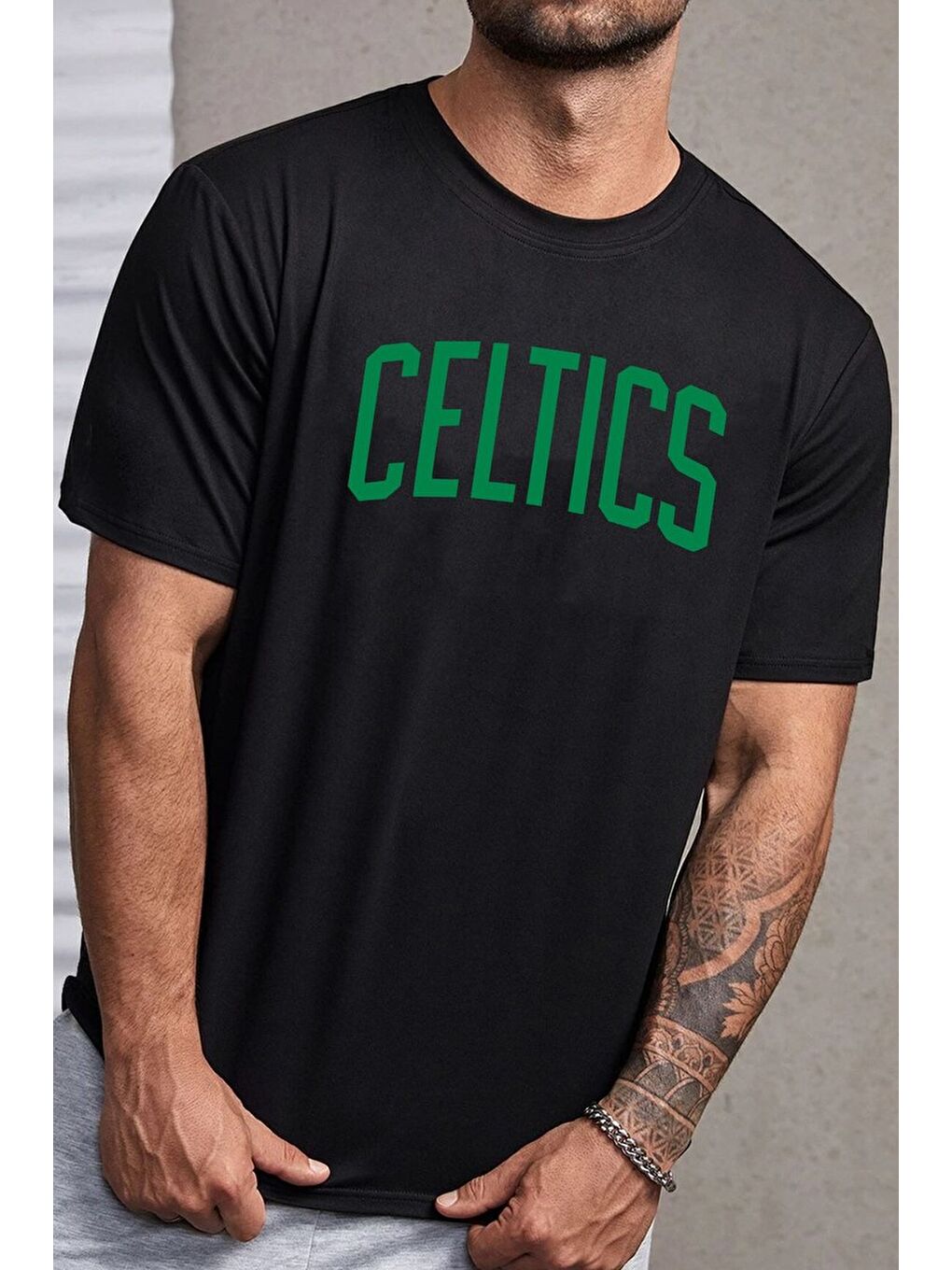 uyguntarz Siyah Unisex Celtics Baskılı T-shirt