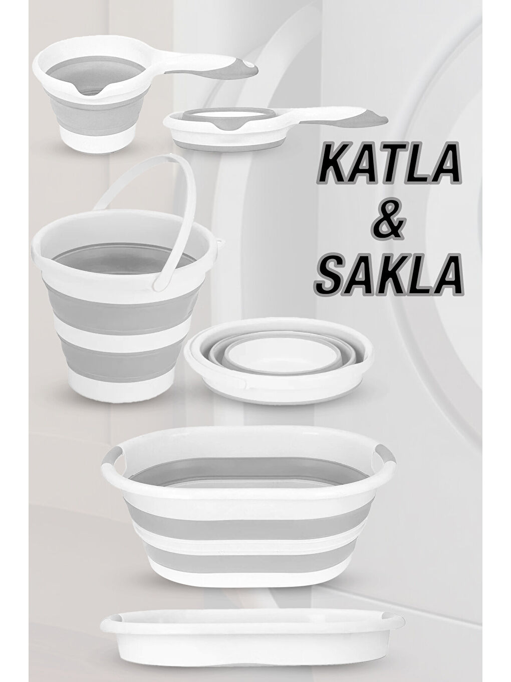 Antrasit 4'lü Katlanır Kirli Çamaşır Sepeti Seti 90 l-5