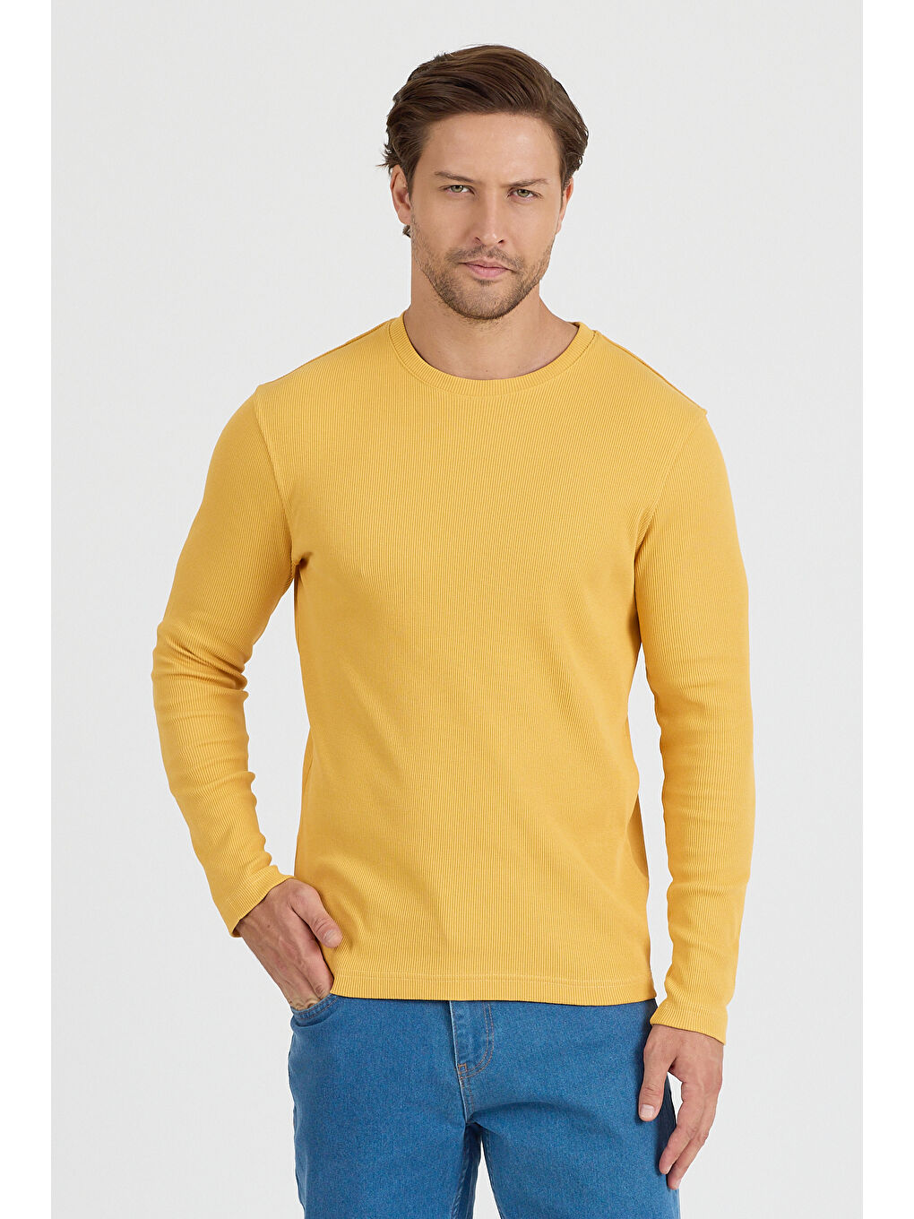 Sarı Erkek Uzun Kol Sweatshirt 1258