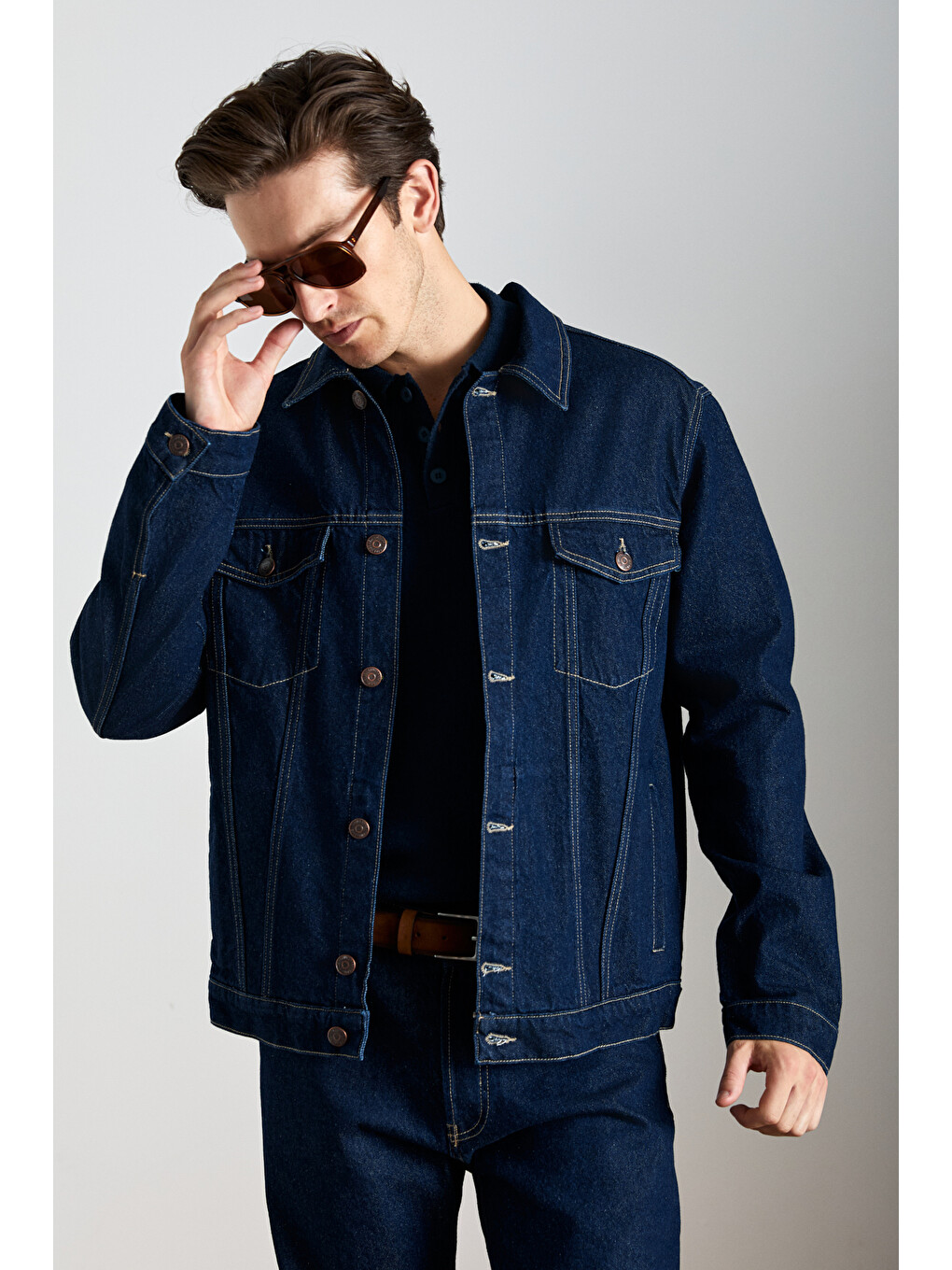 Jerıcho Erkek Rinse Denim Rahat Geniş Kesim %100 Pamuk Yüksek Kalite Kalın Dokulu Lacivert Ceket-3