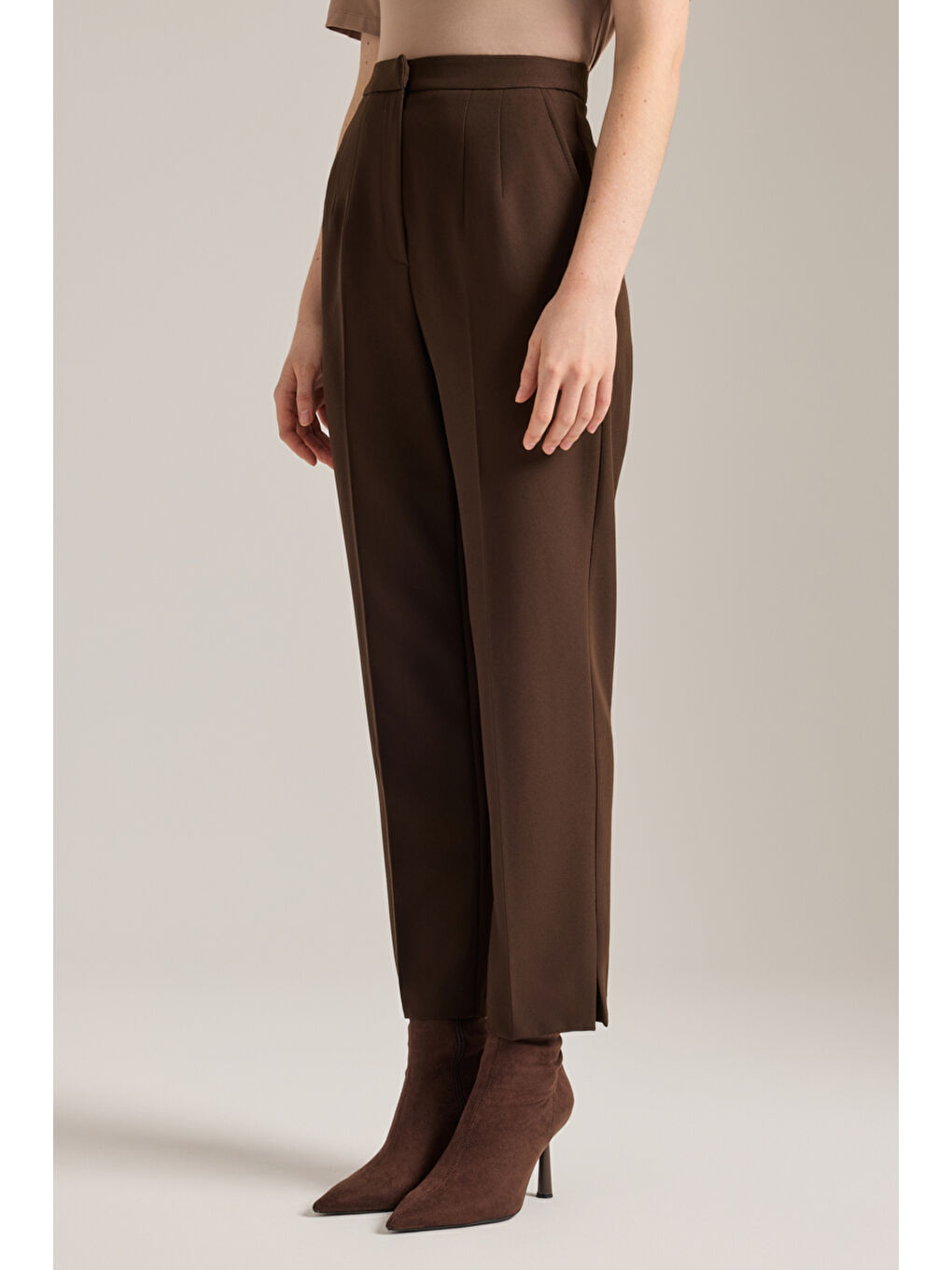 Kahverengi Dokuma Pantolon-4