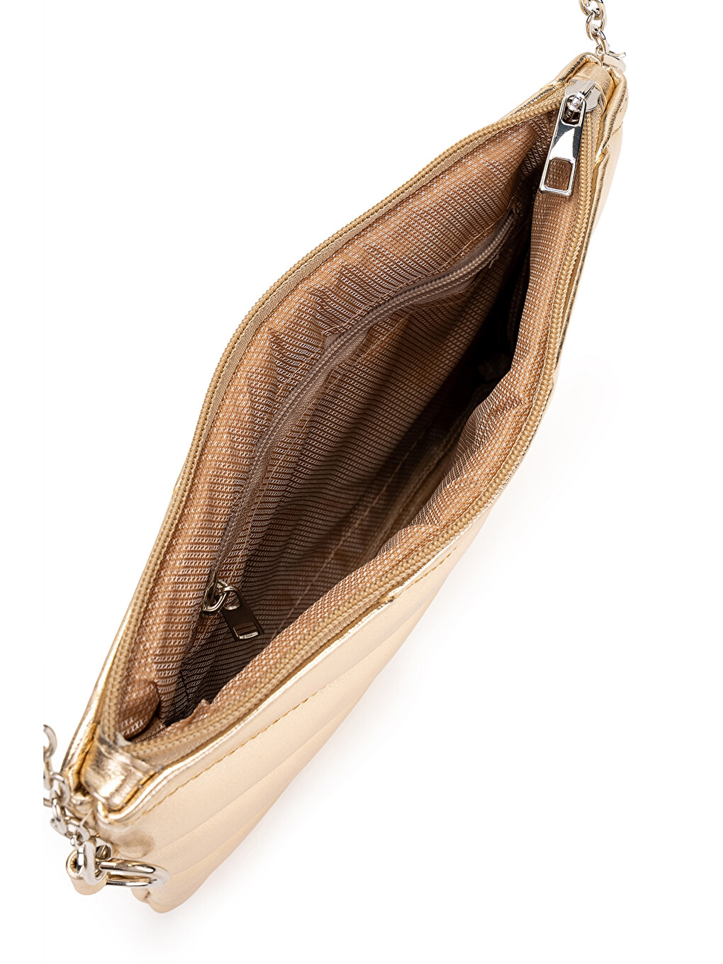 Sarı Kapitone Dikişli Clutch Kadın Çapraz Çanta Monaco Gold-4