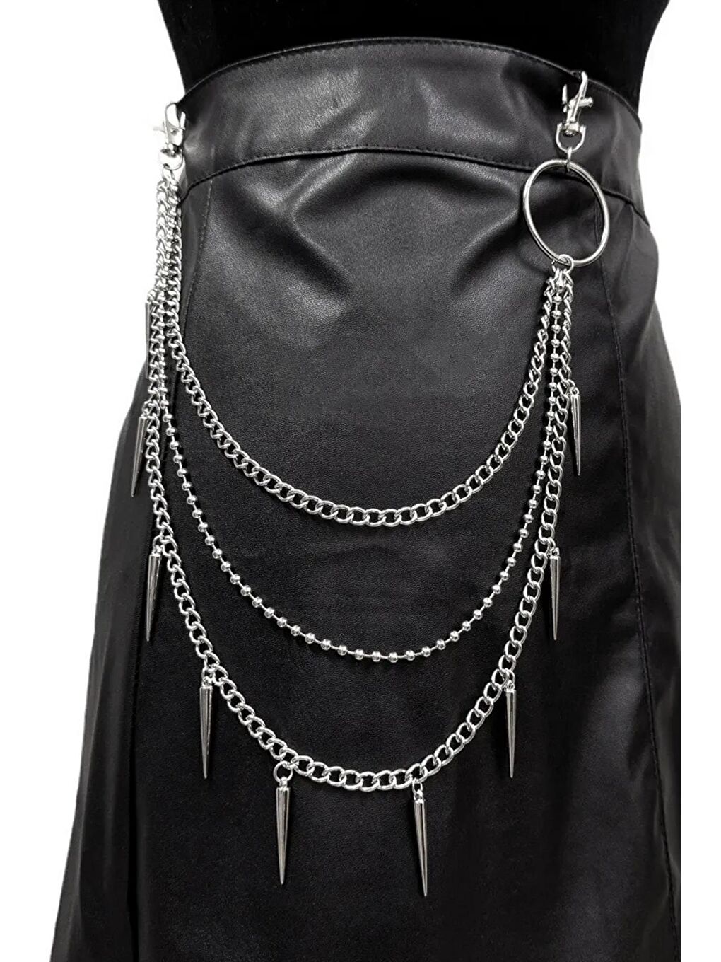 Gri Gotik Bel Zinciri Pantalon Askısı Kemer