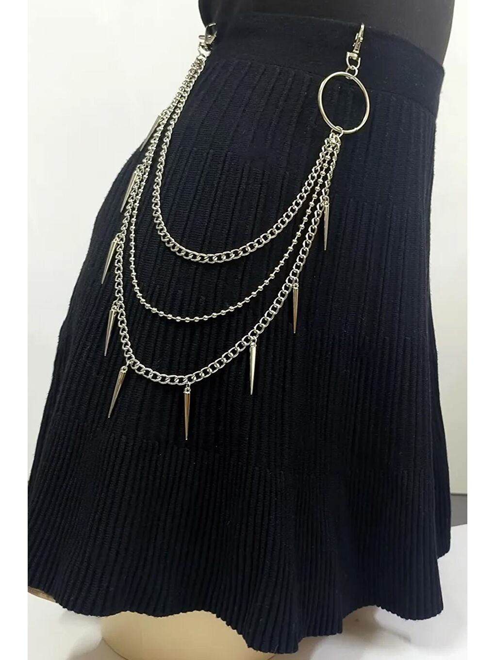 Gri Gotik Bel Zinciri Pantalon Askısı Kemer-1