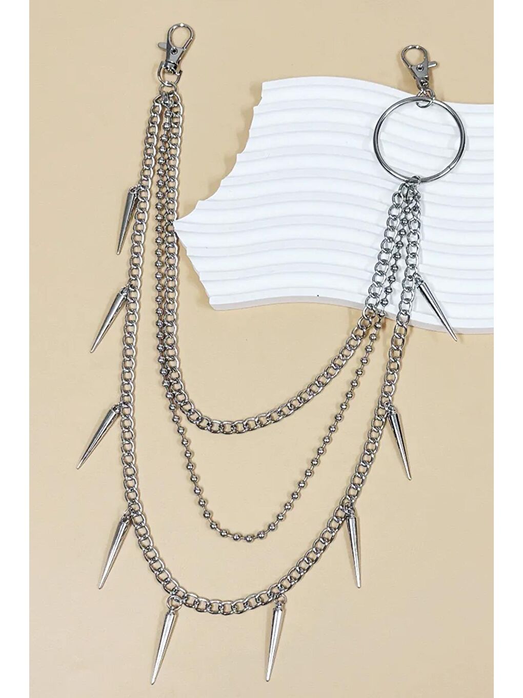 Gri Gotik Bel Zinciri Pantalon Askısı Kemer-2