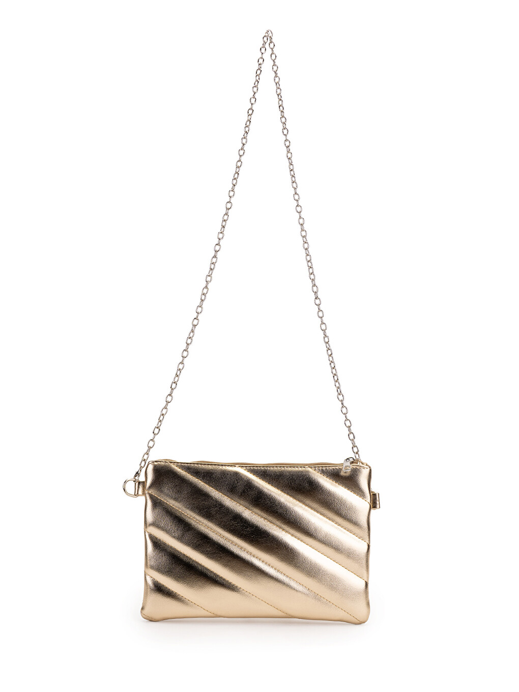 Sarı Kapitone Dikişli Clutch Kadın Çapraz Çanta Monaco Gold-5