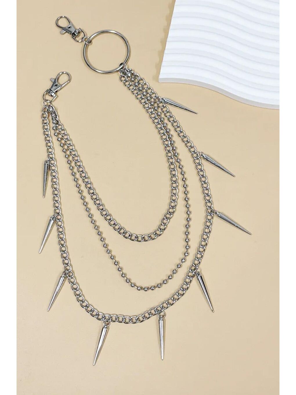 Gri Gotik Bel Zinciri Pantalon Askısı Kemer-4