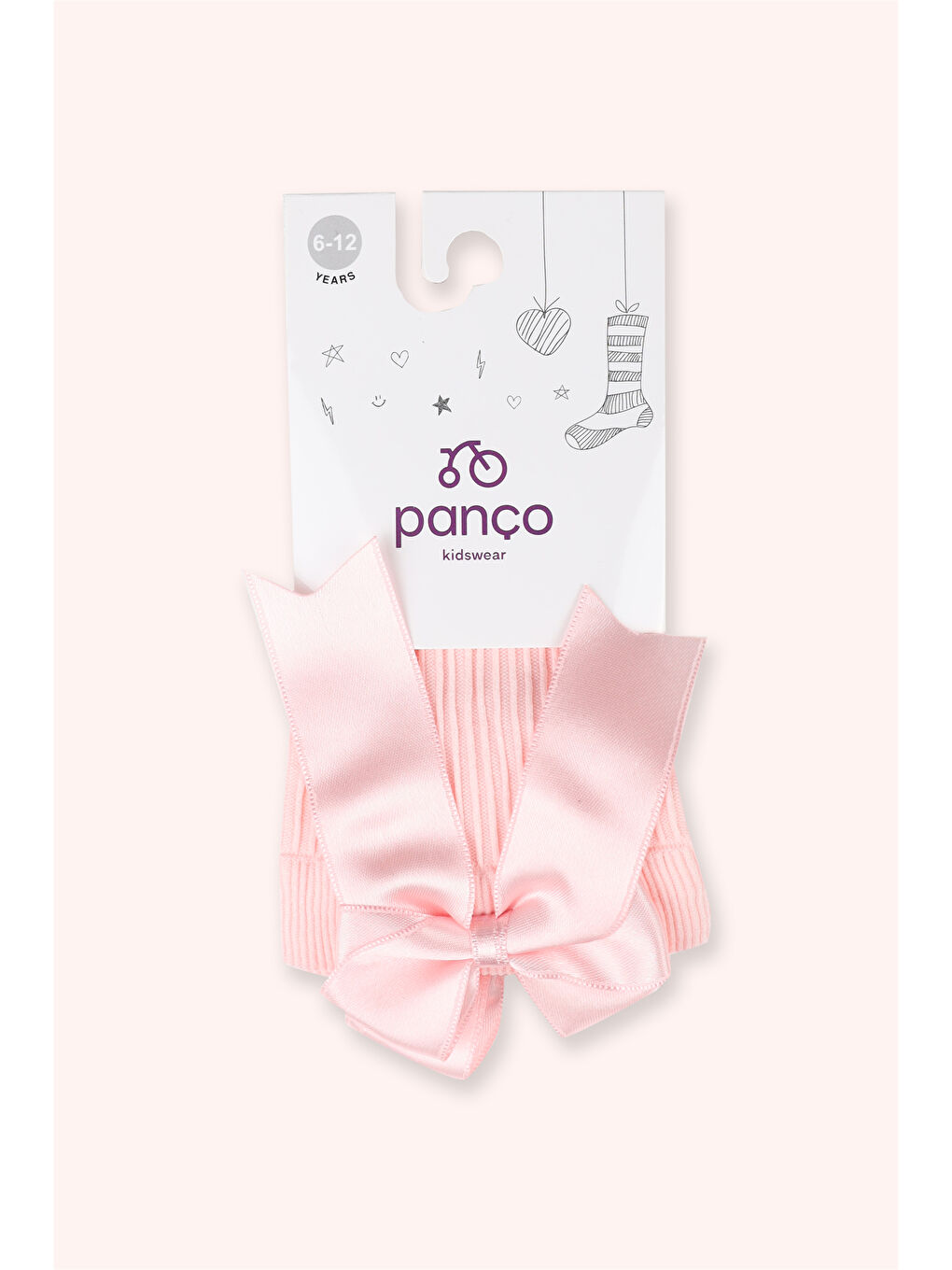 Kız Bebek Kurdela Detaylı Dizaltı Pembe Çorap-1