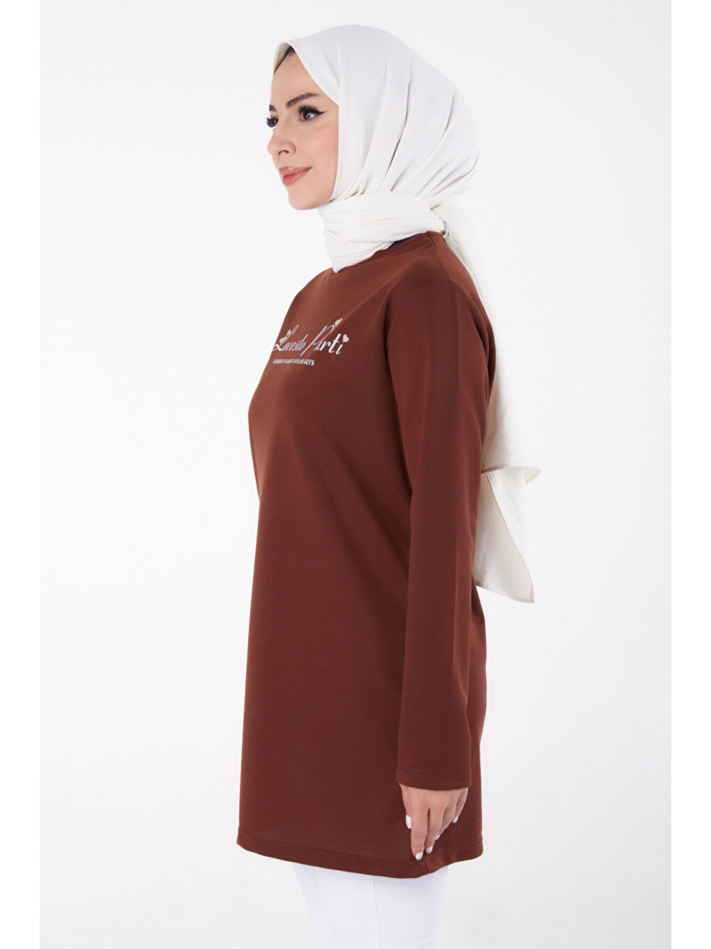 Kahverengi Baskılı Sweatshirt Kahve - 13335-3