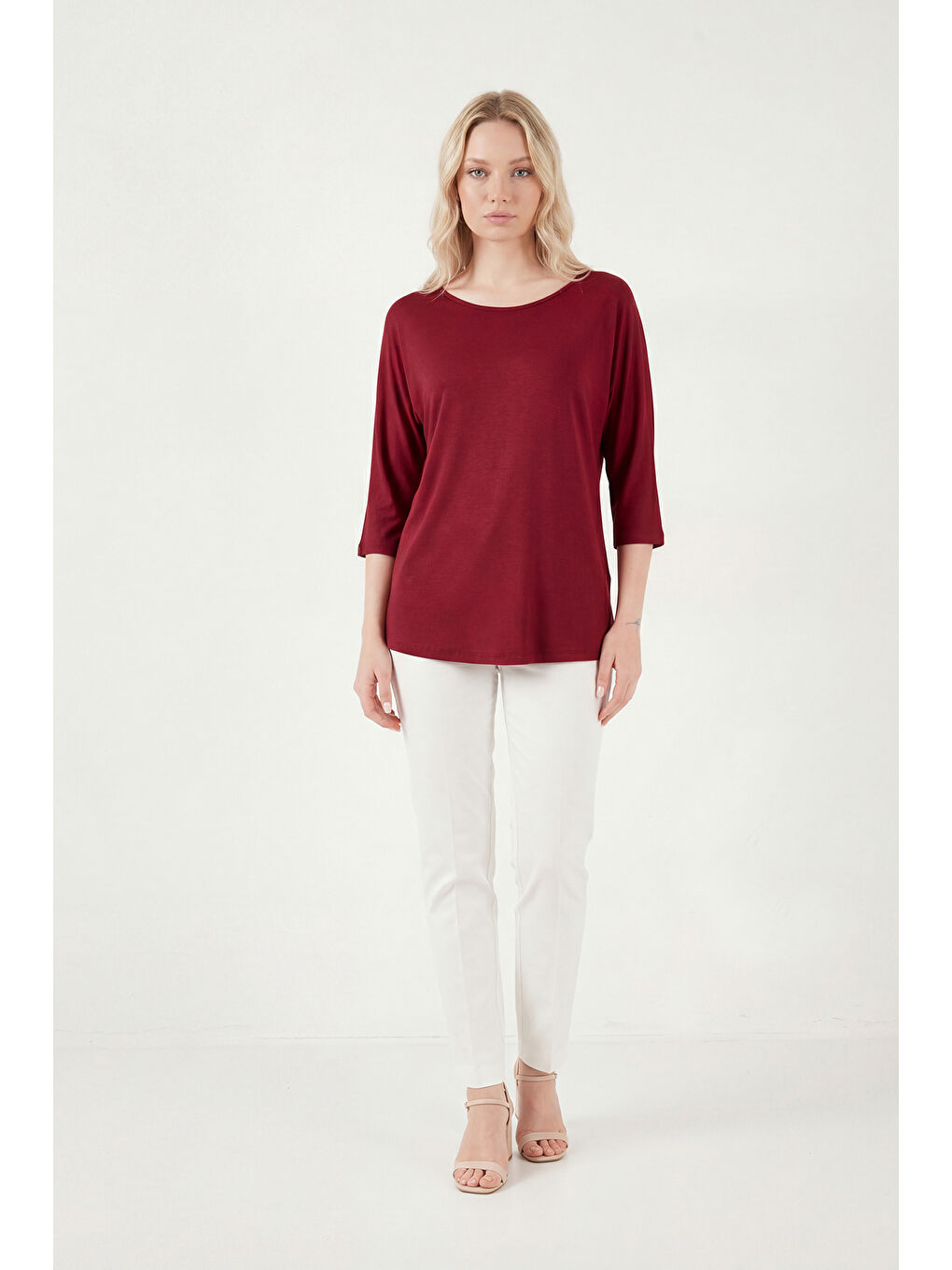 Bordo Bisiklet Yaka Truvakar Kol Kadın Bluz 5861416Y-5