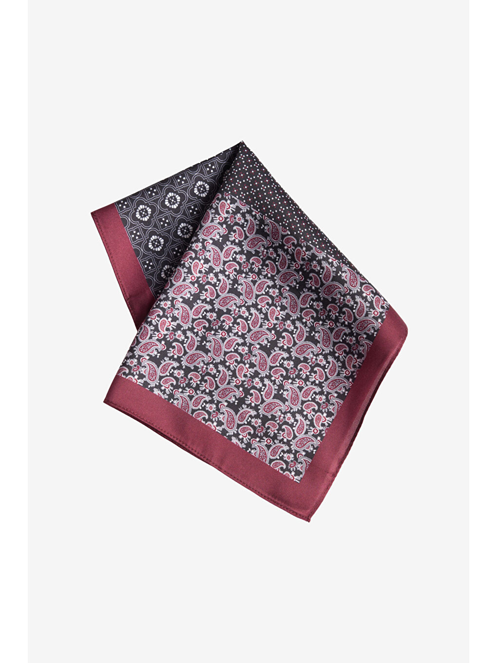 Erkek Bordo-Siyah Desenli Mendil