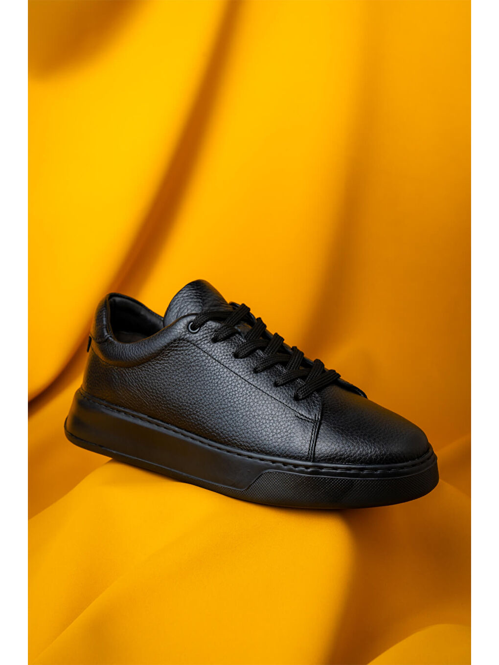 Siyah Casual Bağcıklı Deri Sneakers-2