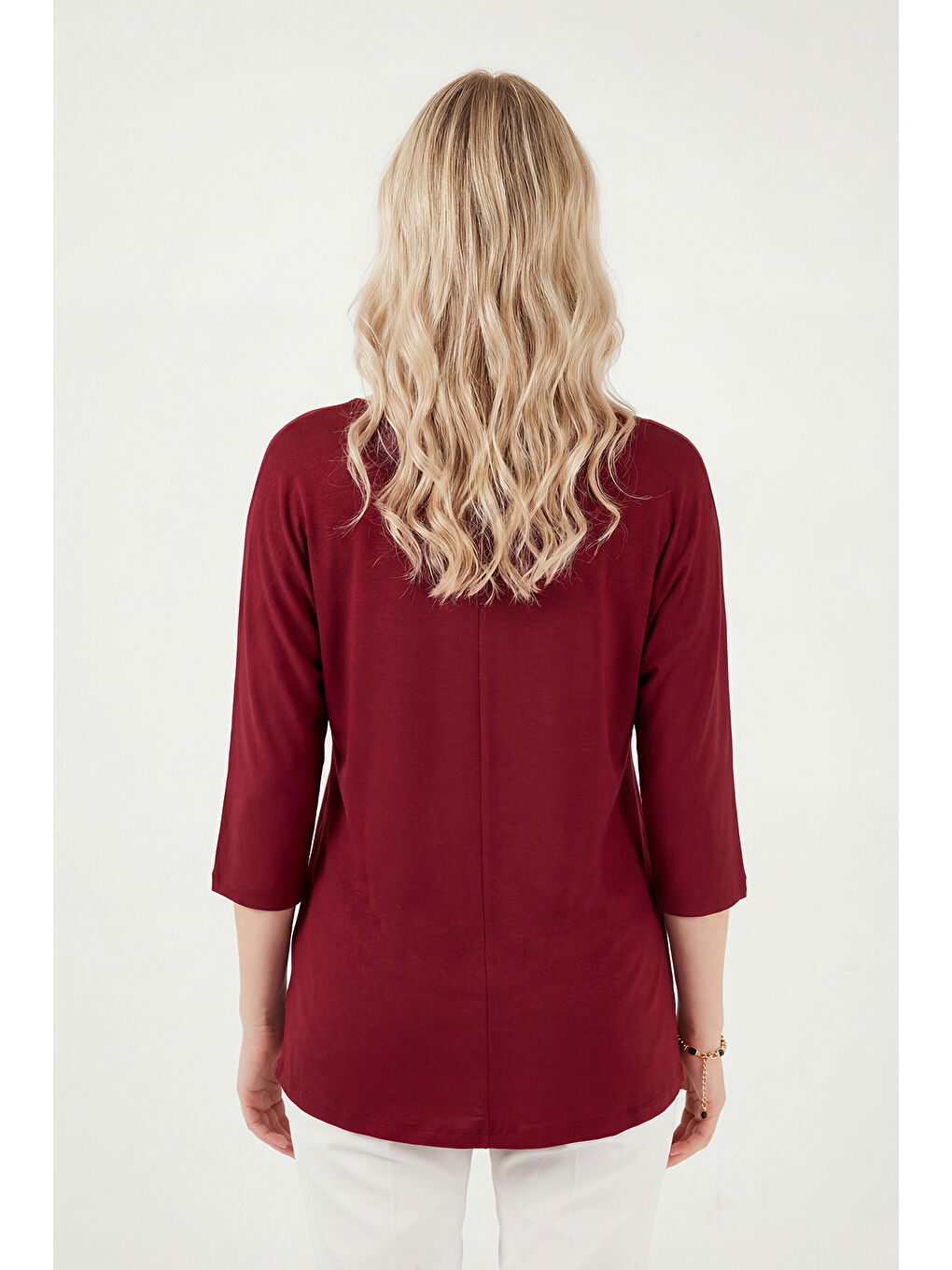 Bordo Bisiklet Yaka Truvakar Kol Kadın Bluz 5861416Y-6