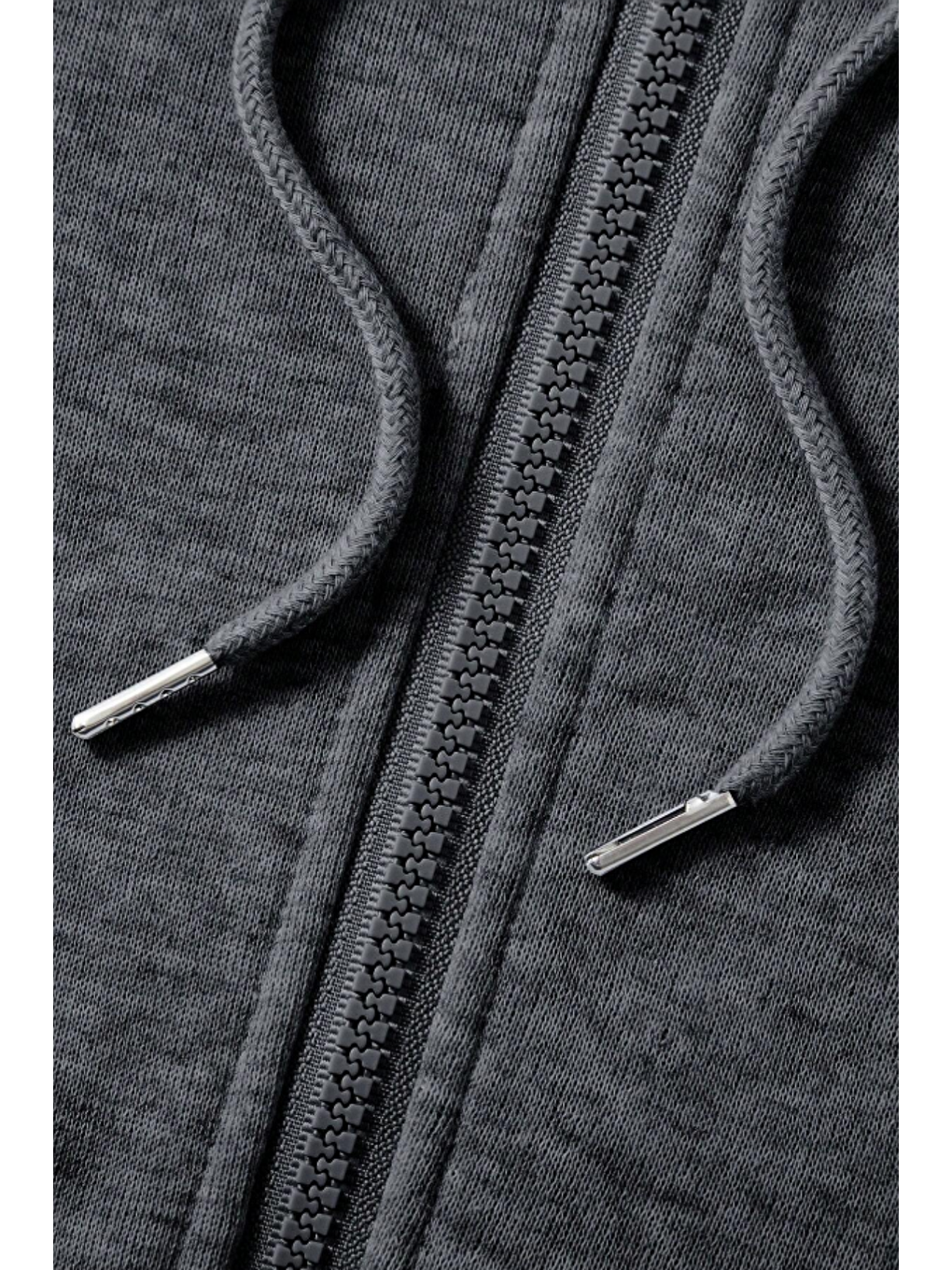 Gri Unisex Relax Fit Rahat Kesim Pamuklu İçi Polarlı Çift Cepli Fermuarlı Füme Kapüşonlu Sweatshirt-5