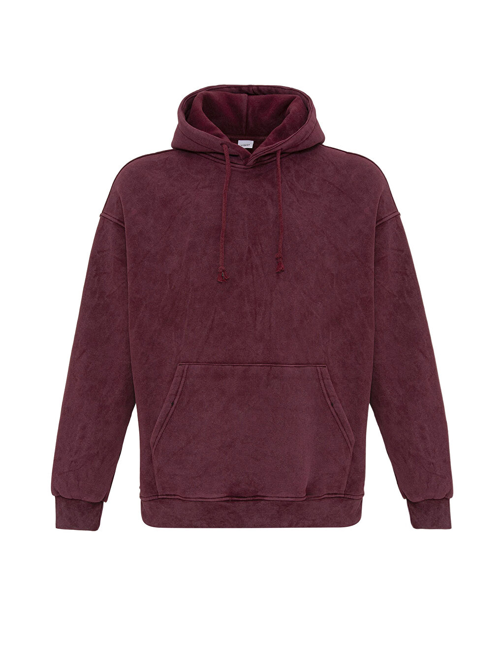 VAMOSCLO Bordo Basic Yıkamalı Oversize Erkek Sweatshirt