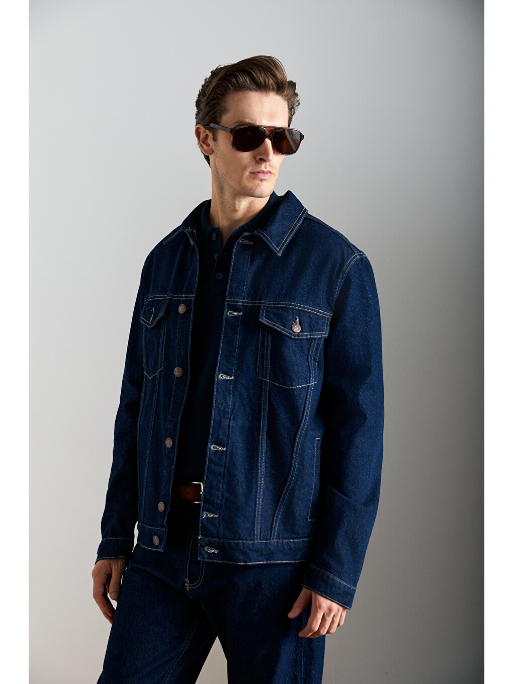 Jerıcho Erkek Rinse Denim Rahat Geniş Kesim %100 Pamuk Yüksek Kalite Kalın Dokulu Lacivert Ceket-5