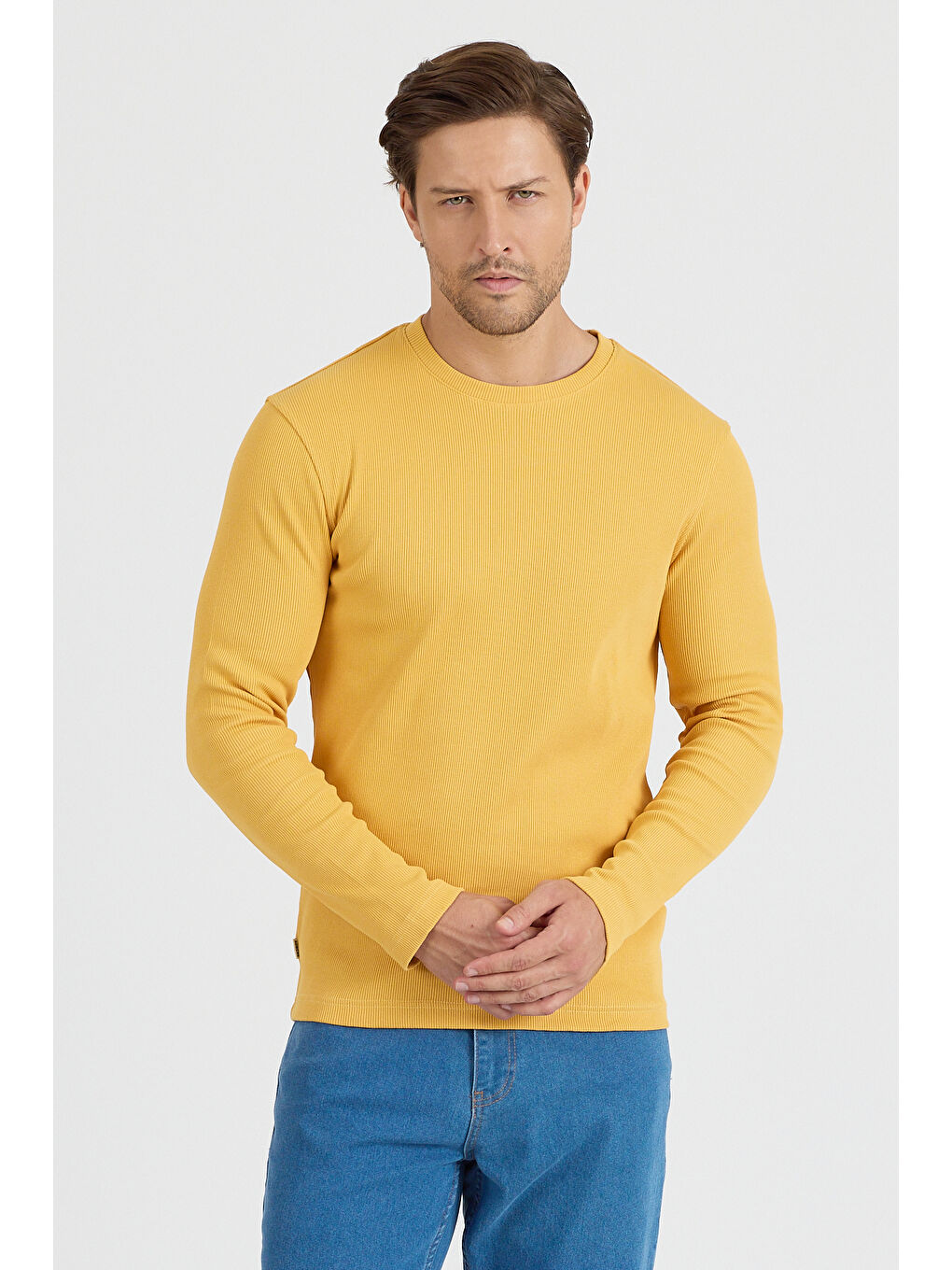 Sarı Erkek Uzun Kol Sweatshirt 1258-2