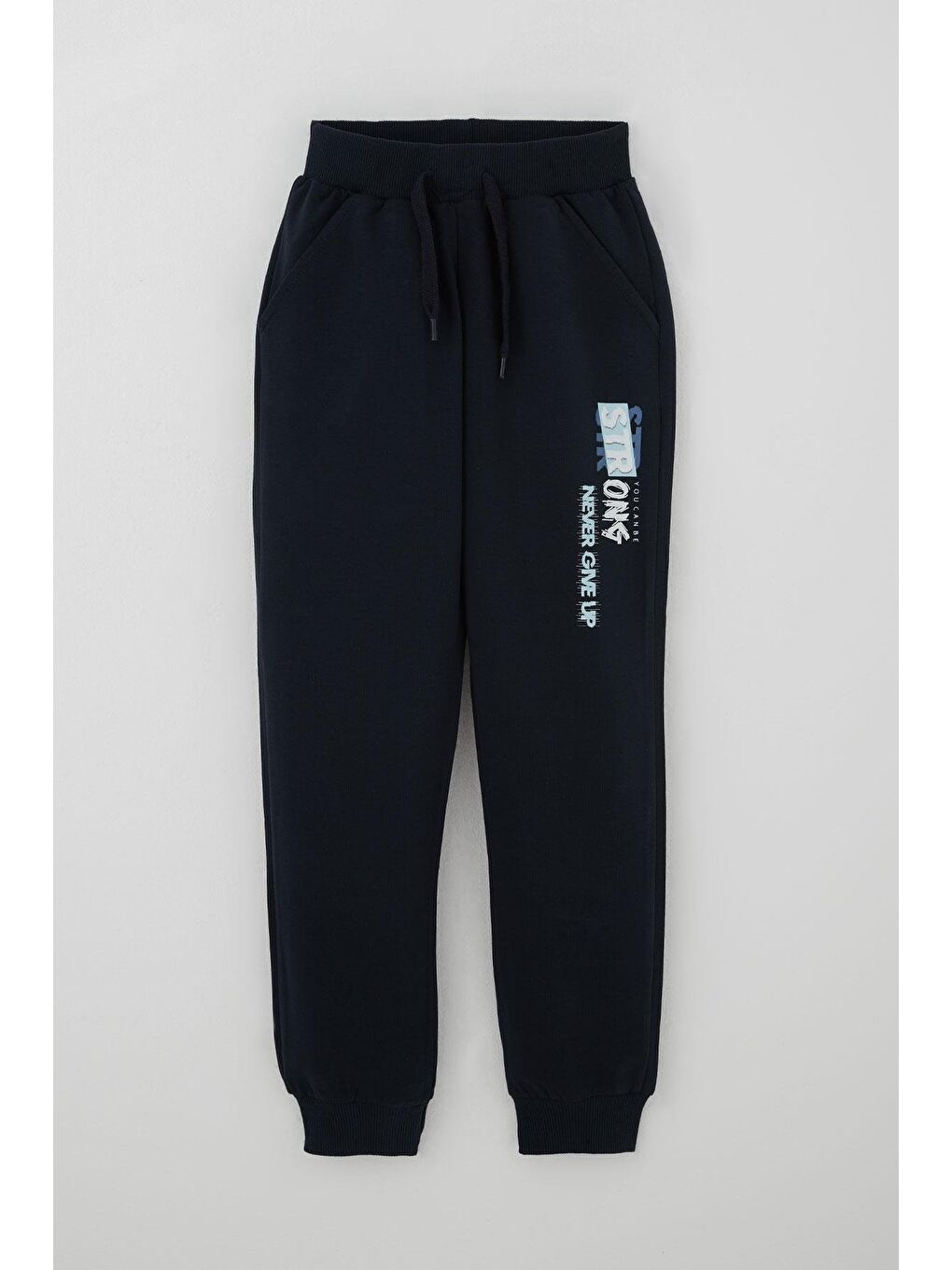 Erkek Çocuk Eşofman Takım Kapüşonlu Yazı Baskılı Cepli İndigo (8-14 Yaş)-2