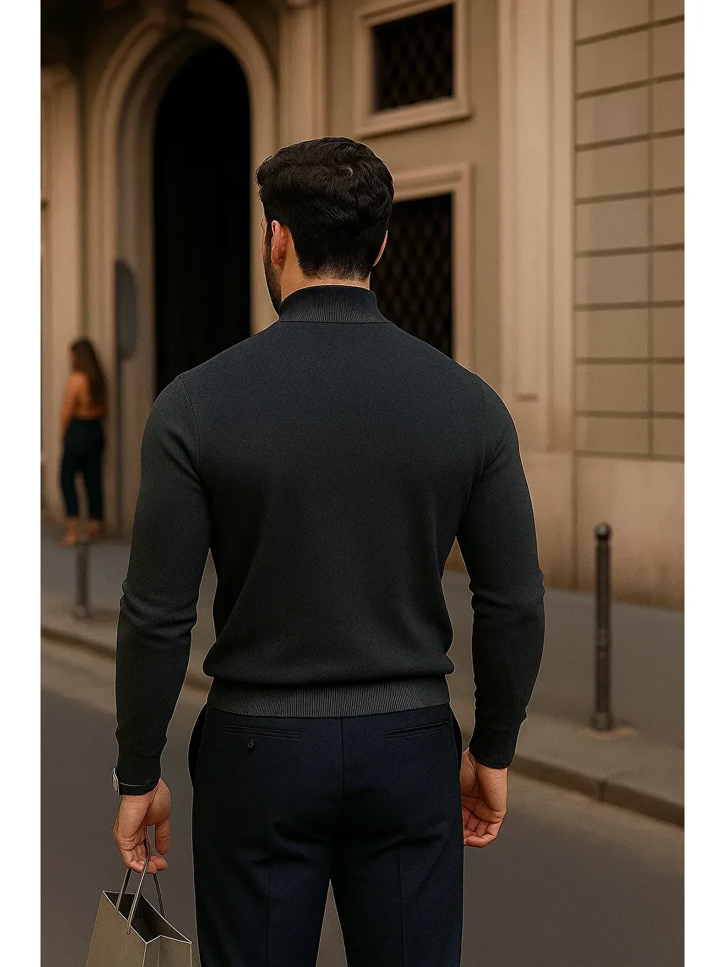 Gri Erkek Günlük Füme Yarım Balıkçı Yaka Kazak-5